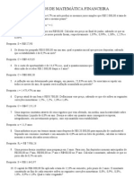 Exercícios de Matemática Financeira