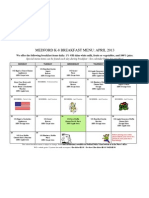 April 2013 K-8 Breakfast Menu