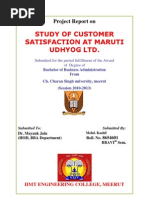 Study of Customer Satisfaction at Maruti Udhyog LTD.: Project Report On