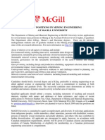 McGill University Mining Engineering Faculty Positions