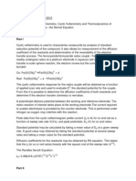 Electrochemistry, Cyclic Voltammetry and Thermodynamics of Electrochemical Systems - The Nernst Equation