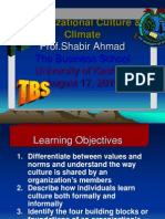 Organizational Culture & Climate: Prof - Shabir Ahmad