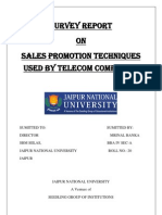 Survey Report ON Sales Promotion Techniques Used by Telecom Companies