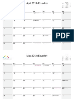 April 2013 (Ecuador) : Sun Mon Tue Wed Thu Fri Sat