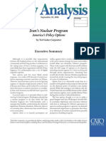 Iran's Nuclear Program: America's Policy Options, Cato Policy Analysis No. 578