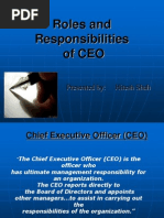 Roles and Responsibilities of CEO: Presented By: Hitesh Shah