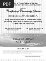 Certificate of Community Service: Roselle May Aberilla