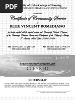 Certificate of Community Service: Blue Vincent Bomediano