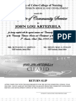 Certificate of Community Service: John Lou Artezuela