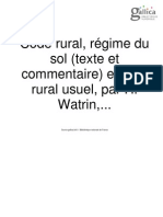 Code Rural - Regime Du Sol - Droit Rural Usuel