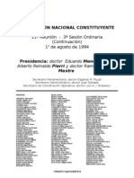 Reforma Constitucional de 1994. Argentina. Debate Del 1 de Agosto de 1994