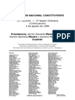 Reforma Constitucional de 1994. Argentina. Debate Del 4 de Agosto de 1994