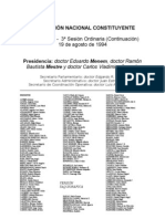 Reforma Constitucional de 1994. Argentina. Debate Del 19 de Agosto de 1994