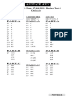 Answer Key: 11 (J7 & J8) (Date: 07-08-2011) Review Test-1