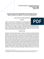 Investigation Into The Prediction of Sliding Block Displacements in Seismic Analysis of Earth Dams