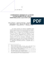 Composition Chimique Et Activité Antimicrobienne de L'Huile Essentielle de Cladanthus Mixtus