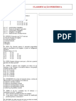 Exercícios de Classificação Periódica