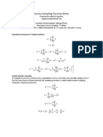 Survey Sampling Formula Sheet