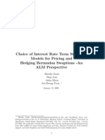 Choice of Interest Rate Term Structure Models For Pricing and Hedging Bermudan Swaptions - An ALM Perspective