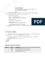 For Numeric Textbox, Alphabetic Textbox N Regular Expression Symbol