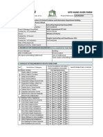 Site Hand Over Form