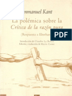 Immanuel Kant - La Polémica Sobre La Crítica de La Razón Pura (Respuesta A Eberhard)