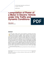 Computation of Power of A Motor in Electric Vehicle Under City Tra Ffic and Dynamic Conditions.