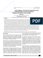 A Sociological Study On The Influence of Social Networking Sites On The Interpersonal Relationships of College Students in Bangalore and Mysore Cities