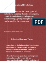 Educational Psychology: Developed by W. Huitt & J. Hummel (1999)