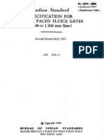 Indian Standard: Specification FOR Single Faced Sluice Gates (200 To 1200 MM Size.)