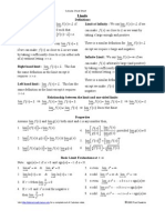 Calculus Cheat Sheet Limits Definitions Limit at Infinity