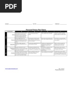 Personal Fitness Plan Rubric