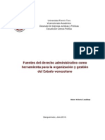 Ensayo Sobre Fuentes Del Derecho Administrativo Como Herramienta para La Organización y Gestión Del Estado Venezolano