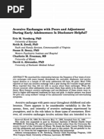 Aversive Exchanges With Peers and Adjustment During Early Adolescence: Is Disclosure Helpful?