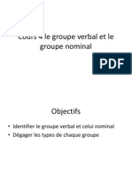 Cours 4 Le Groupe Verbal Et Le Groupe Nominal