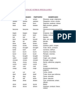 Lista de Verbos Irregulares