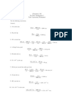 Chemistry 101 In-Class Assignment 1 Unit Conversion Worksheet