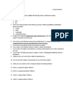 Subjects and Predicate Quiz