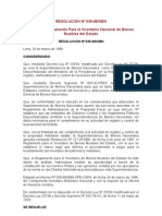 Resolucion #039-98-SBN Reglamento para El Inventario Nacional de Bienes Muebles Del Estado