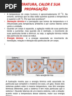 Temperatura, Calor e Sua Propagação