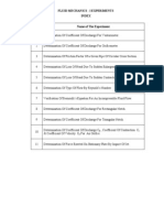 Fluid Mechanics - I Experiments Index Expt. No. Name of The Experiment