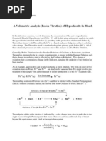 A Volumetric Analysis (Redox Titration) of Hypochlorite in Bleach