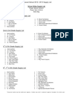 Orientatio 2012-13 2012-13 Student Supply List