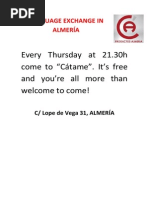 Every Thursday at 21.30h Come To "Cátame". It's Free and You're All More Than Welcome To Come!