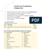 About UPSC Civil Service Examination Schedule and Subject List