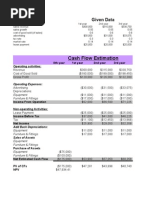 Cash Flow Estimation: Given Data