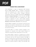 Marketing Agreement: V.L.S. Foods Private LTD., A Company Incorporated