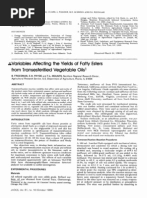 1984 Variables Affecting The Yield Fatty Ester From Transesterified Vegetable Oils