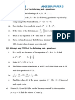 Algebra Question Paper 5 PDF