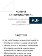 KAM1061 Entrepreneurship 1: Nor Hafez Bin Mokhtaruddin 017-6010261